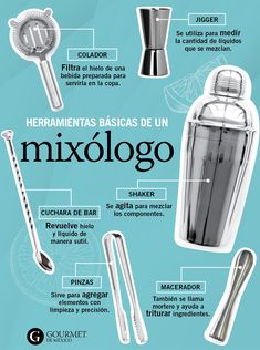 the ingredients for a cocktail shaker in spanish