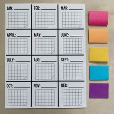 the printable calendar is displayed next to colored sticky notes