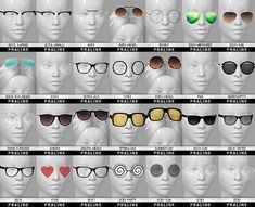 many different types of glasses are shown on a mannequin's head,