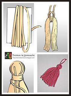 four different types of tassels are shown in this image, including one with a knot and the other without