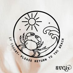 the crabby please return to the beach t - shirt is white with black print