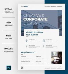 a brochure is shown with the words creative and corporate