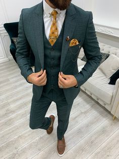 3 Piece Suit Color Combination Men, Navy Blue Suit Men Color Combinations, Costume Peaky Blinders, Blue Check Suit, Blue Slim Fit Suit, Grey Slim Fit Suit, Groom Party