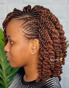 New Year Hairstyle Braids, Curly Braids Hairstyles, Flat Twist Hairstyles, Bob Braids Hairstyles, Curly Braids, Curly Crochet Hair Styles, African Hair Braiding Styles, Braided Cornrow Hairstyles