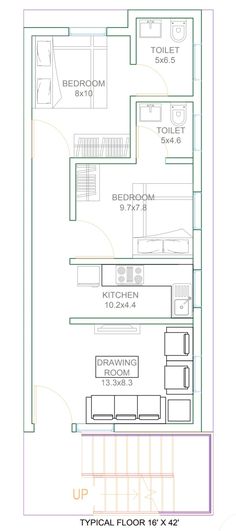 the floor plan for a two bedroom apartment with an attached kitchen and living room area