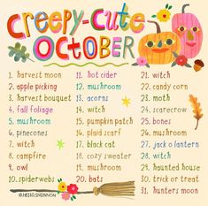 a poster with the words creepy cute october