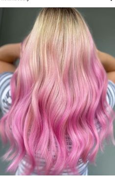 Blonde To Pink Ombre, Hair With Pink Highlights, Blonde Hair With Pink, Pink Hair Highlights, Hair Lookbook, Blonde Hair With Pink Highlights, Pink Blonde, Pink Ombre Hair, Cotton Candy Hair