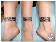 three pictures of the same person's legs with tattoos on them and one has a flower