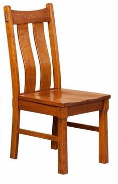 a wooden chair sitting up against a white background