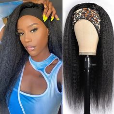 Headband Wigs For African American Kinky Straight Wigs No Lace Front Human Hair Wig Straight Hairstyle, Hair Items, Hair Headband, Pelo Afro, Remy Human Hair Wigs, Glueless Wigs, Malaysian Hair