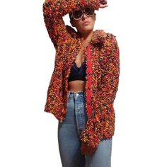 Desigual Multicolor Knitted Cardigan. Really Cool Edgy Sweater/Jacket That Pops With The Colors. Not Sold In Stores Size: M Length: 21" Armpit To Armpit: 20" Sleeve Length: 23" Original Price $209 #Halloween #70s #80s #Knitsweater #Queerondepop Trendy Hand Knitted Outerwear For Fall, Multicolor Wool Long Sleeve Cardigan, Fitted Multicolor Wool Outerwear, Fitted Multicolor Knitted Outerwear, Multicolor Wool Outerwear For Spring, Fall Fitted Multicolor Cardigan, Fitted Multicolor Cardigan For Fall, Fitted Knitted Red Outerwear, Fitted Multicolor Fall Cardigan