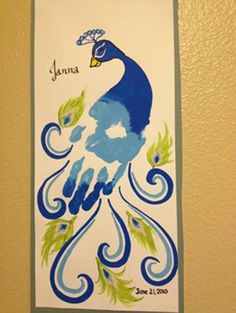 an image of a peacock painted on the wall with blue and green colors, which is part of a facebook page