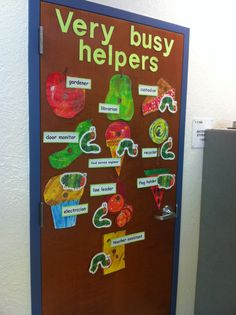 the very busy helpers bulletin board is on display