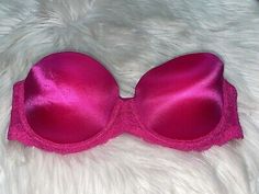 Victorias Secret Pink 34B Hot Pink Strapless Multi Way Push Up Lace Accents | eBay Vs Pink Bras, Sleep Bra, Up Theme, Bra Models, Pink Bra, Bra Set, Push Up Bra, Vs Pink, Festival Bra