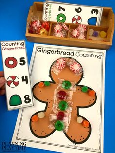 a gingerbread counting game with candy in it