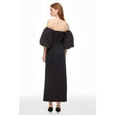 Black (100% Polyester). Cocktail Dresses. Off The Shoulder. 3/4 Sleeve. Back Zipper Closure. Shoulder to Hemline Length: 49.5". Imported. Fitted Evening Maxi Dress With 3/4 Sleeves, Fitted Maxi Dress With 3/4 Sleeve For Evening, Formal Maxi Dress With 3/4 Sleeves For Summer, Elegant Black Half Sleeve Maxi Dress, Elegant Half Sleeve Maxi Dress For Fall, Elegant 3/4 Sleeve Maxi Dress For Fall, Chic Fitted Half Sleeve Maxi Dress, Chic Fitted Maxi Dress With Half Sleeves, Chic 3/4 Sleeve Midi Dress For Evening