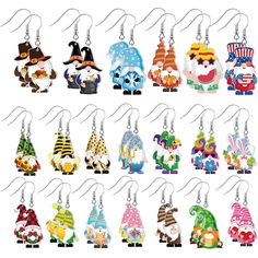 many different colored cartoon characters are hanging from the hooks on these keychains