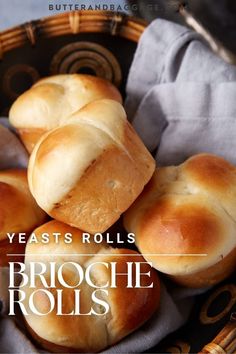 A basket of brioche dinner rolls. Dinner Rolls Recipe For Bread Machine, French Bread Rolls Recipe, Crispy Dinner Rolls, Brioche Dinner Rolls Recipe, Brown And Serve Rolls Recipes, The Best Dinner Rolls, Savory Rolls Recipe, Rolls Recipes Homemade, Butter Rolls Recipe