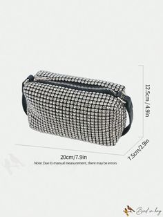 BirdinBag - Glamorous Rhinestone-Decorated Mini Square Bag Trendy Rhinestone Clutch Shoulder Bag, Trendy Rhinestone Clutch Bag, Evening Black Bags With Rhinestone Rivets, Elegant Rhinestone Shoulder Bag For Daily Use, Trendy Rhinestone Crossbody Bag, Silver Rhinestone Pouch Bag, Chic Rhinestone Crossbody Bag, Trendy Rectangular Shoulder Bag With Rhinestones, Everyday Shoulder Bag With Rhinestones