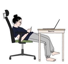 a person sitting at a desk with a laptop and cell phone in front of her