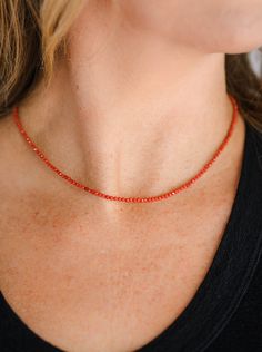 Wearing our Red Coral Tiny Intention necklace will help absorb and deter negative energy and thoughts, promoting honesty, truthfulness and positivity. Red Coral helps you tap into your intuition, imagination and visualization supporting you in times of change and transformation. This stone will help you realize that through your struggles and hardships you end up finding the best lessons. Coral opens your heart and mind to new experiences. ~ 2mm microfaceted Red Coral beads~ 14k gold-filled lobs Spiritual Everyday Necklace With Faceted Beads, Everyday Spiritual Necklace With Faceted Beads, Spiritual Red Necklace With Natural Stones, Red Gemstone Beaded Necklaces For Spiritual Purposes, Carnelian Single Strand Jewelry For Gifts, Red Spiritual Jewelry With Gemstone Beads, Red Carnelian Single Strand Necklace, Red Faceted Spiritual Jewelry, Red Gemstone Beaded Necklaces For Meditation