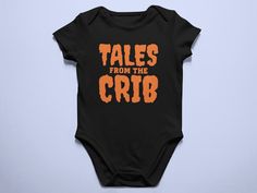 Tales from the Crib Baby Bodysuit, Halloween Baby Outfit, Horror Baby Outfit, Gothic Baby Shower Gift, Horror Baby Clothing Gothic Baby, Baby First Halloween, Halloween Baby, Baby Halloween Costumes, Yoga Tank Tops, Baby Comforter, First Halloween, Baby Outfit, Baby Halloween