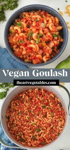 This vegan version of American goulash is made with macaroni in a savory tomato sauce with TVP instead of ground beef. Your whole family will love this easy comfort food recipe! Vegan Goulash, Tvp Recipes, Vegan Dinner Ideas, Pasta Veggies, American Goulash, Vegan Entree, Vegan Pasta Recipes, Vegan Main Dishes, Easy Comfort Food