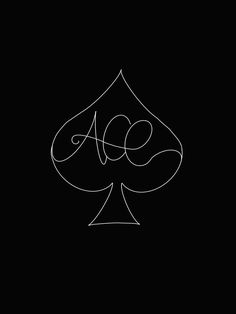 the ace symbol is drawn in black and white on a dark background, with lines running across it