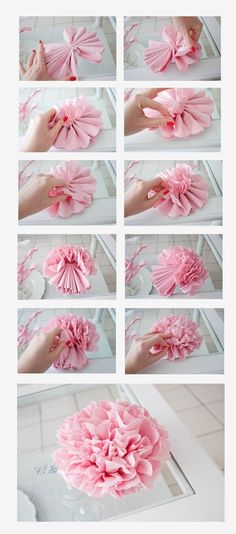 how to make tissue paper flowers in the shape of pom - pompoms