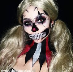 @voodoobarbiedoll| Be Inspirational ❥|Mz. Manerz: Being well dressed is a beautiful form of confidence, happiness & politeness Skeleton Makeup Tutorial, Skull Clown, Clown Skull, Real Makeup, Halloween Fiesta, Spfx Makeup, Make Up Designs