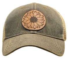 Vintage Cap leather patch "Sunflower"Color: Black-washedMaterial: Cotton/Polyester blend, Mesh back, leatherSize: One size fits most, with an adjustable snapback strap. Unisex cap Casual Adjustable Baseball Cap With Leather Patch, Adjustable Casual Baseball Cap With Leather Patch, Casual Leather Snapback Hat Adjustable, Adjustable Casual Snapback Hat With Leather Patch, Country Style Adjustable Trucker Hat With Leather Patch, Brown Distressed Trucker Hat, Adjustable Snapback Hats For Everyday Use, Adjustable Distressed Brown Trucker Hat, Casual Leather Trucker Hat