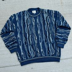 Vintage Pure Wool 3d Textured Knit Sweater Crewneck Purely Blue Tones Australian Clothing Co., Made In Australia, Good Condition Measurements (Approximate): Laying Flat Not Doubled Pit To Pit: 21.25” Length: 24.5” Blue Jacquard Knit Tops, Blue Jacquard Knit Crew Neck Sweater, Blue Cable Knit Sweater With Crew Neck, Blue Cable Knit Crew Neck Sweater, Blue Crew Neck Knitted Sweater, Blue Textured Knit Casual Sweater, Blue Jacquard Knit Sweater, Casual Blue Textured Knit Sweater, Blue Knit Crew Neck Sweater