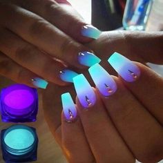 Dark Nail, Luminous Nails, Nagel Tips, Glow Nails, Dark Nails, Best Acrylic Nails, Powder Nails