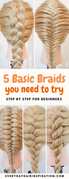 Basic Braids, Braids For Beginners, Cabello Afro Natural, Braiding Your Own Hair, Girl Hair Dos, Everyday Hair, Fishtail Braid, Peinados Fáciles Para Cabello Corto