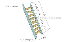 a wooden shelf with measurements and measurements for the bottom section, showing how to measure it