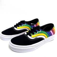 Women’s Size 7.5 Lo Sneakers Canvas Uppers Black & Ture White With A Prismatic Rainbow. Lace Up Shoes Sneakers Tags: Beachy Rainbow Skateboard Shoe Skate Park Beach Vibe Summer Day Bbq Festival Color Might Vary Due To Lighting. Box Not Included. New With Tags. Please See Sizing Chart Before Making Your Purchase. Color Might Vary Due To Lighting. Box Not Included. New With Tags. Black Rainbow Vans, Rainbow Skateboard, White Old School Vans, Multi Colored Vans, Vans Classic Old Skool, Hello Kitty Vans, Bbq Festival, Old School Vans, Vans Checkered