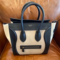 Celine Mini Luggage Tote. Black, White, And Ivory Coloring. Worn Only 4 Times. Receipt And Dust Bag Included. Amazing Condition Bolsa Celine Luggage Mini, Celine Mini Luggage, Mini Luggage, Celine Shoes, Old Shop, Celine Bags, Watch Accessories, Celine Luggage Bag, Real Pictures