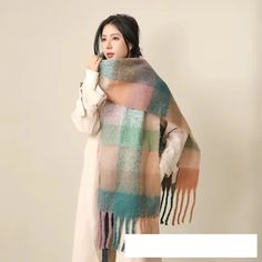 Thick Warm Winter Scarf  New Women Plaid Design Pashmina Shawls Cashmere Shawl Lady Wrap Tassel Scarves Knitted Men Foulard Aiertu Scarves Knitted, Pink Scarf, Plaid Blanket Scarf, Tassel Scarf, Knit Men, Cashmere Shawl, Pink Scarves, Pashmina Shawl, Warm Scarf