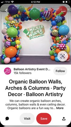 an advertisement for balloons and balloons on the app store's iphone screen, which is displaying