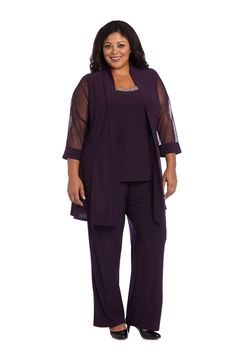 R&M Richards Women's Plus Size Beaded neck 2 Piece Pant Suit – SleekTrends Pants Set Outfit Women, Plus Size Pant Suits, 2 Piece Pant Set, Formal Pant Suits, Mother Of The Bride Outfit, Beaded Neckline, Special Occasion Outfits, Pant Suit, Bride Clothes