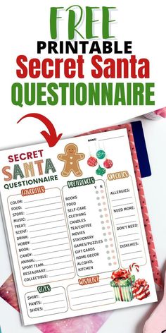 a free printable secret santa questionnaire