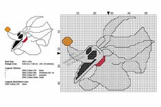 a cross stitch pattern with an image of a bird on the left side and a diagram of