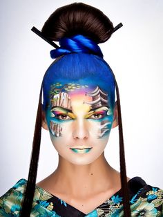 Fantasy makeup Blue Feeling, Exotic Makeup, Geisha Makeup, High Fashion Makeup, Fx Makeup, Kesha, Fantasy Makeup, Costume Makeup