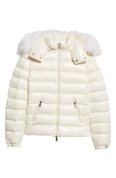 The plushest of faux fur trims the face-framing hood and provides aesthetic contrast to the high-gloss nylon laqué on this slim-fitting down jacket. Two-way front-zip closure Stand collar; removable fixed hood with removable faux-fur trim Elastic adjustable snap cuffs Front slant zip pockets; on-sleeve snap-flap patch pocket Lined, with down fill 100% nylon with 93% modacrylic, 7% polyester faux-fur trim Dry clean Imported Designer Clothing Face Framing, Fur Trim, Stand Collar, Down Jacket, High Gloss, Patch Pocket, Zip Pockets, Faux Fur, Designer Clothing