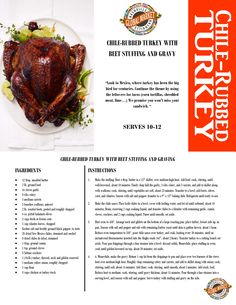 the turkey recipe is shown in this brochure