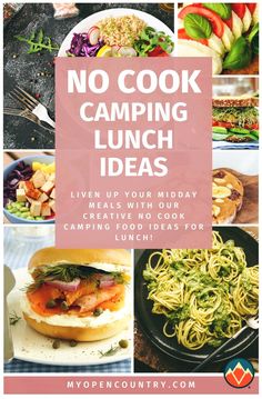 no cook camping lunch ideas with text overlay