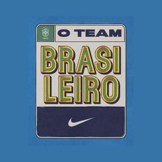 the back side of a blue and white nike license plate with an image of brasil's name on it