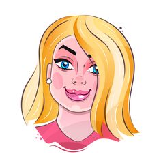 Face expression of woman with blond hair, smiling. Beautiful cartoon Modern Business Woman, Blonde Hair Pictures, Blonde Hair Cartoon, Easy Professional Hairstyles, Hair Cartoon, Blonde Kids, Blonde Hair Green Eyes, Beautiful Cartoon, Woman Vector