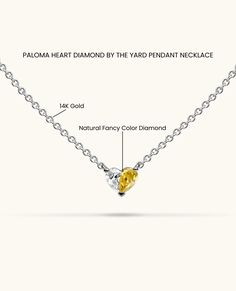 Introducing Paloma's iconic Heart necklace, a unique design that beautifully spotlights a fancy yellow diamond perfectly paired with a glistening white diamond, forming a flawless heart motif. The chain is adorned with diamonds by the yard, creating a radiant sparkle from every angle. Luxury Yellow Diamond Necklace With Accents, Luxury Yellow Necklaces With Diamond Accents, Luxury Yellow Necklace With Diamond Accents, Yellow Diamond Jewelry With Single Cut Diamonds, Yellow Diamond Fine Jewelry Necklace, Fine Jewelry Yellow Diamond Necklace, Yellow Diamond Necklace In Fine Jewelry Style, Luxury Yellow Necklace With Brilliant Cut, Yellow Diamond-cut Necklace In Fine Jewelry Style