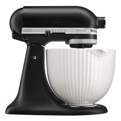 a black and white mixer on a white background